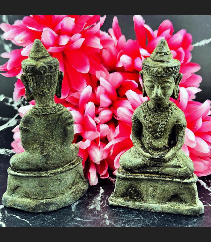 Antique Ayutthaya 100y Buddha Statue Bronze Ngan Ngung Armor Thai Amulet #18071