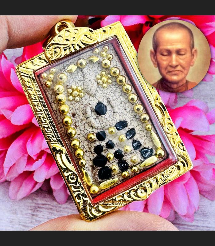 Somdej Leklai Toh WatRakang Relic Buddha Black Kotpi Gold Ball Thai Amulet 18072
