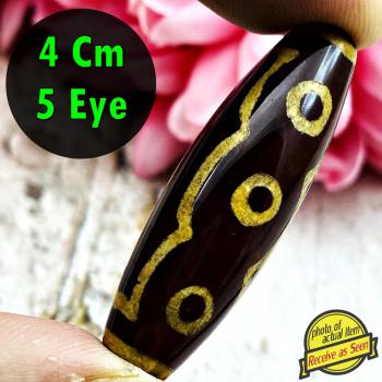 Magic Power Tibetan Buddhism Agate 5eyes 4cm Totem Dzi Bead Amulet Pendant 18106