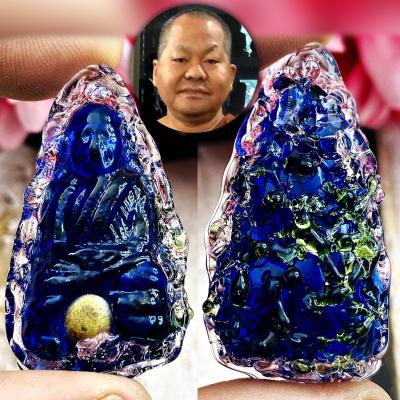 Leklai Kaew 3in1 Tuad Black Gold Money Rich Protection Somporn Thai Amulet 18108