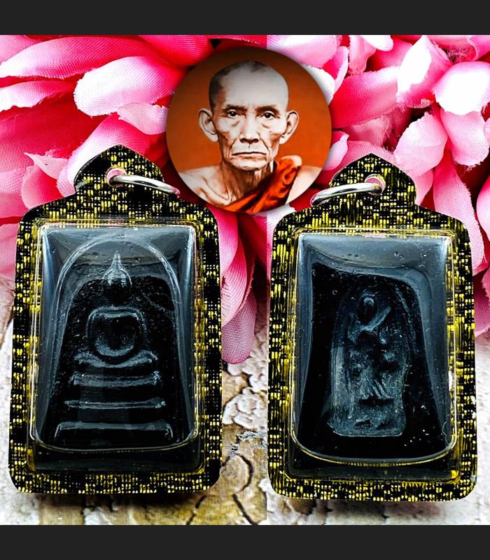 Somdej Behind Capsule Sivali Walking God Oil Kuay Be2515 Black Thai Amulet 18110