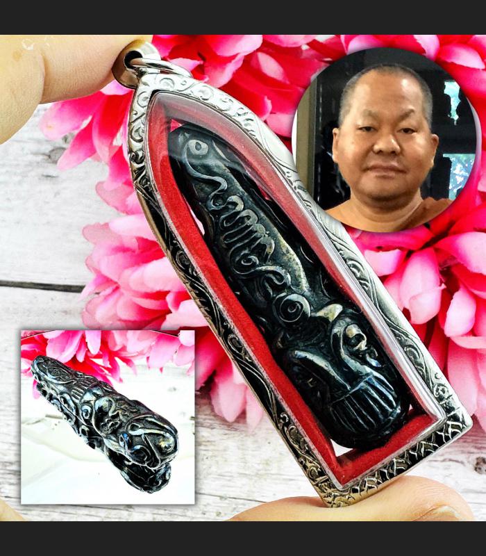 Leklai Kotpi Black Pidta Close Eye Somporn Immortal Protection Thai Amulet 18116