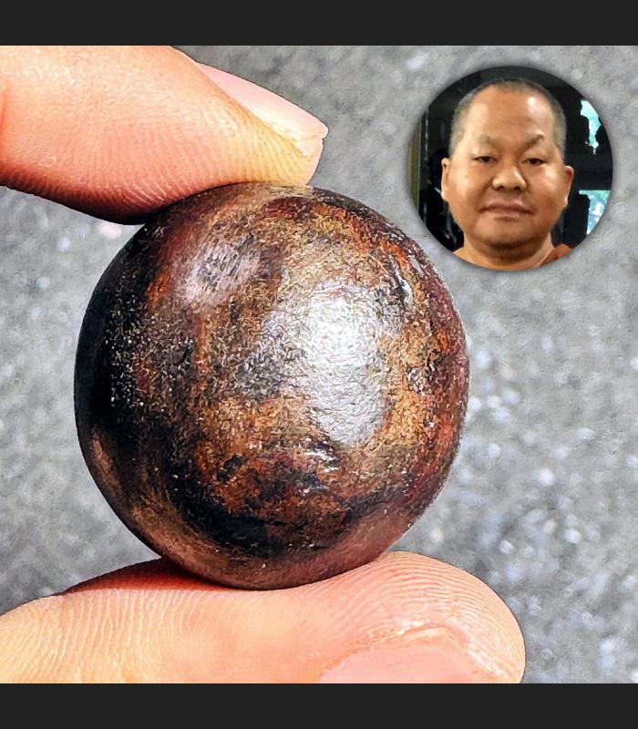 Leklai Kotpi Ball Black Pearl Stone Lucky Immortal Protection Thai Amulet #18122