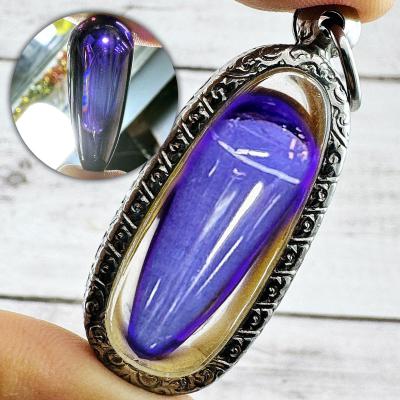 Leklai Naga Eye Claw Fang Healing Stone Crystal Somporn Purple Thai Amulet 18131