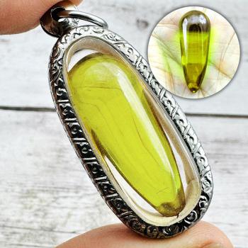 Leklai Naga Eye Gems Cave Stone Green Claw Fang Crystal Money Thai Amulet #18132