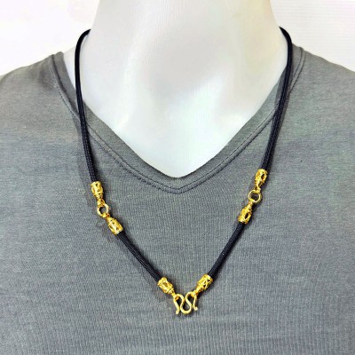 Necklace 30cm Chain Nylon Cord Metal 3hook Gold Plated Wearing Thai Amulet 18136