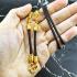 Necklace 30cm Chain Nylon Cord Metal 3hook Gold Plated Wearing Thai Amulet 18136