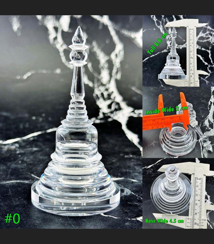 Empty Box Pagoda Stupa Buddha Relic Case Clear Acrylic 8.5cm Thai Amulet #18140