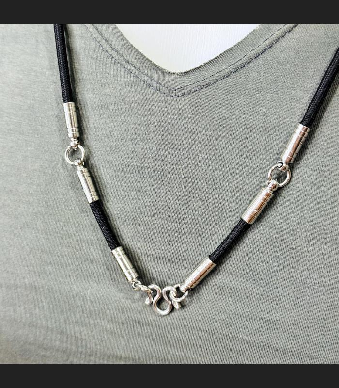 Necklace 30cm Chain Nylon Cord Metal 3hook Stainless Wearing Thai Amulet #18141