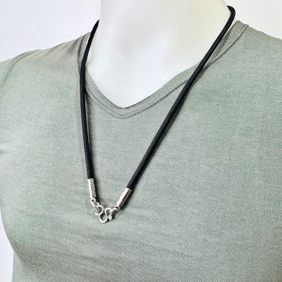 Necklace Cord Chain Nylon Metal Stainless 1hook 30cm Wearing Thai Amulet #18142
