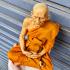 Lifelike 16cm Wax Art Monk Statue Lp Kuay Guay Watkositaram Thai Amulet #18144 Meditation 16cm