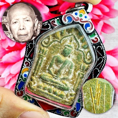 Silver Casing Khunpaen 5Takrut Tim WatRahanrai Be2515 Green Thai Amulet #18159