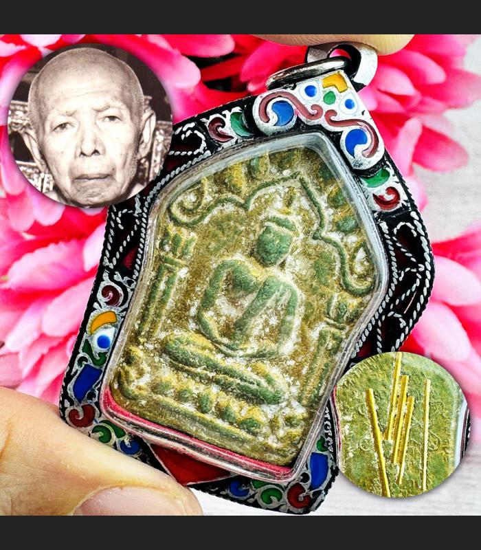 Silver Casing Khunpaen 5Takrut Tim WatRahanrai Be2515 Green Thai Amulet #18159