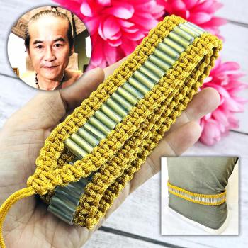 Waist Belt 108 Takrut Protection Magic Rich Fortune Lucky Kom Thai Amulet #18185