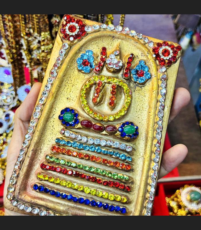 Wall Somdej Toh Crystal Gems Stone Naga Eye Leklai Lucky 7row Thai Amulet #18194