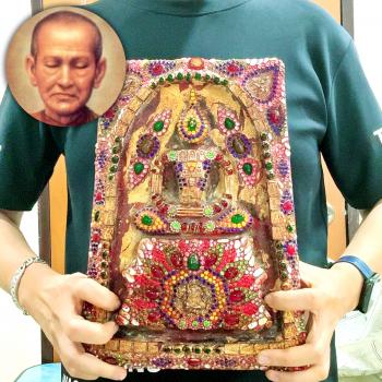 Jumbo Wall Somdej Toh WatRaKang Jade Gem Stone Naga Eye Leklai Thai Amulet 18196