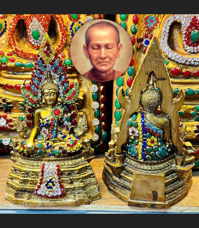 Chinnaraj Buddha Statue Crystal Jade Protection Toh WatRaKang Thai Amulet #18200