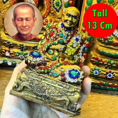 Antique Jade Lucky Stone Naga Eye Leklai Statue Toh WatRakang Thai Amulet #18201