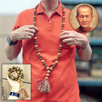 Antique Mala Necklace Rich Stone Naga Eye Leklai Toh WatRaKang Thai Amulet 18203