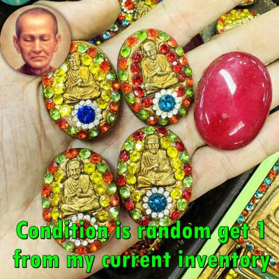 Antique Praying Wealth Somdej Toh WatRaKang Pink Stone Leklai Thai Amulet #18206