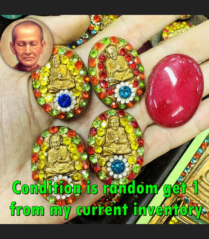 Antique Praying Wealth Somdej Toh WatRaKang Pink Stone Leklai Thai Amulet #18206