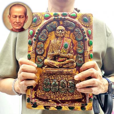Jumbo Wall Somdej Toh WatRaKang Monk Pray Jade Crystal Leklai Thai Amulet #18214
