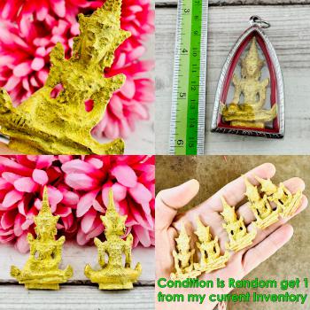 Leklai SuWanRaCha Yellow Gold Buddha Armor Bowl Lucky Fortune Thai Amulet #18224