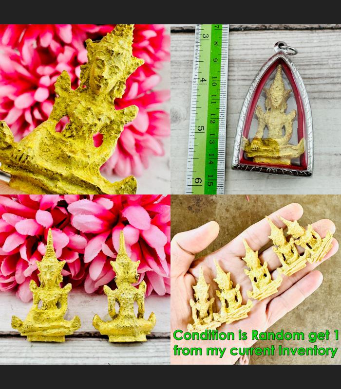 Leklai SuWanRaCha Yellow Gold Buddha Armor Bowl Lucky Fortune Thai Amulet #18224