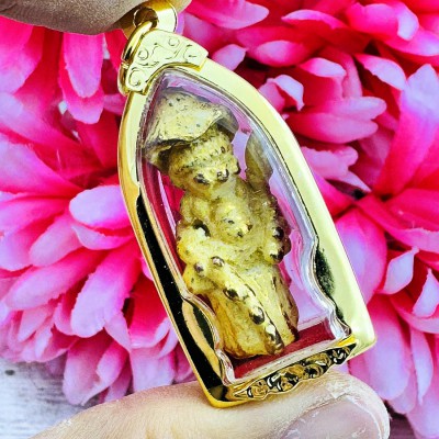 Sivli Lucky Money Gambling Lotto Leklai SuWanRaCha Yellow Gold Thai Amulet 18235