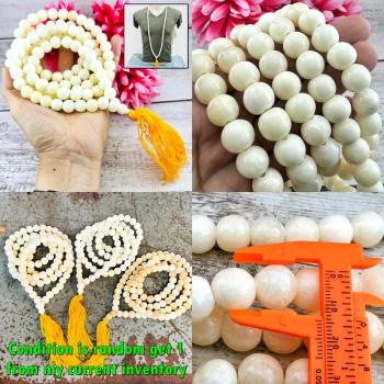 Necklace Buddha Relic White Pearl Stone SamRoiYod HinPhraTad Thai Amulet #18238