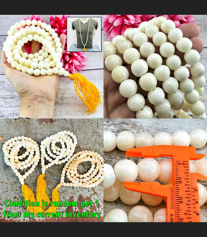 Necklace Buddha Relic White Pearl Stone SamRoiYod HinPhraTad Thai Amulet #18238