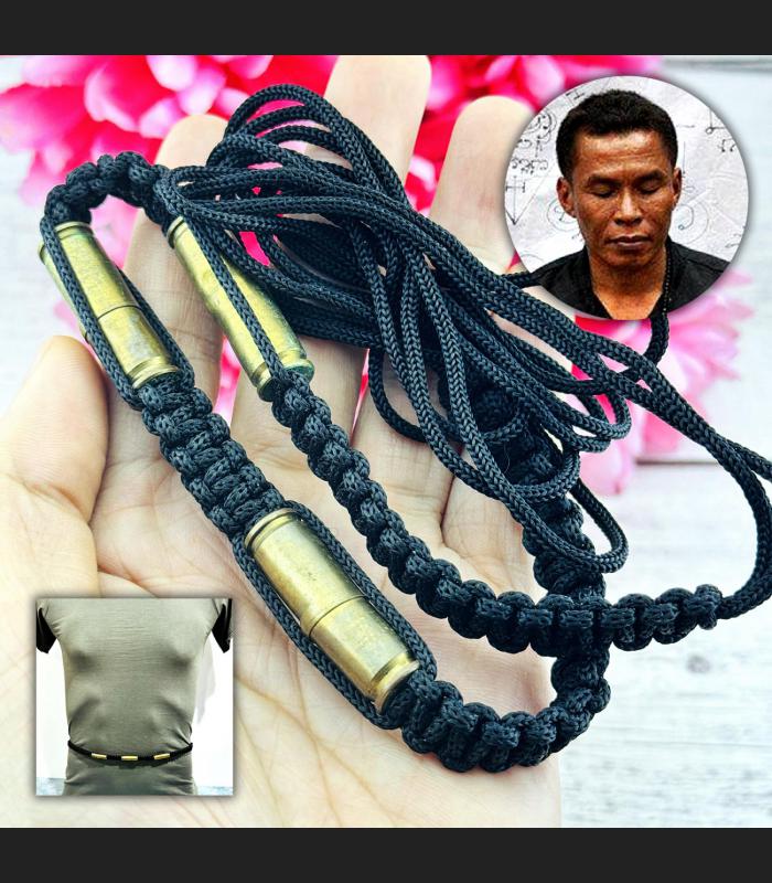 Waist Belt Yantra Takrut Shield Protection 6Bullet Lucky Tawee Thai Amulet 18249