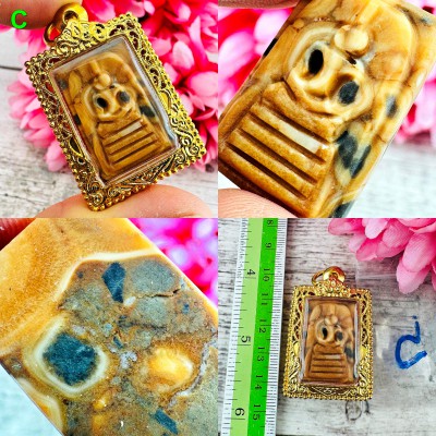 HinPhraTad SamRoiYod Somdej Buddha Relic Dot Stone Lucky Guard Thai Amulet 18253