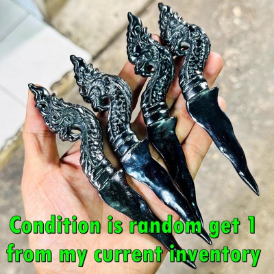 Leklai Kotipe Black Shine Mekaphat Fortune Dagger Meedmor Huan Thai Amulet 18259