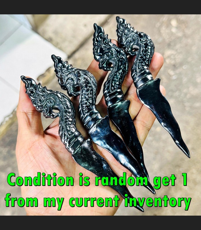 Leklai Kotipe Black Shine Mekaphat Fortune Dagger Meedmor Huan Thai Amulet 18259
