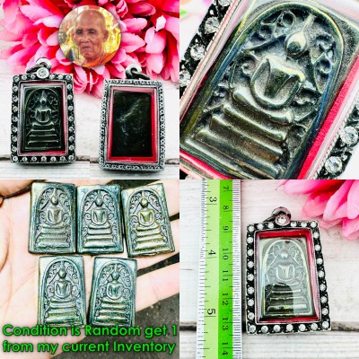 Leklai Kotipe Black Mekasit Somdej Silver Case Immortal Huan Thai Amulet #18271