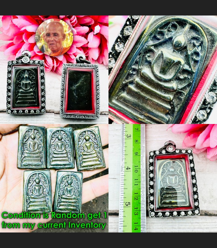 Leklai Kotipe Black Mekasit Somdej Silver Case Immortal Huan Thai Amulet #18271