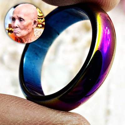 Leklai Rainbow Mekaphat Magic Magnetic Ring Rich Immortal Huan Thai Amulet 18273