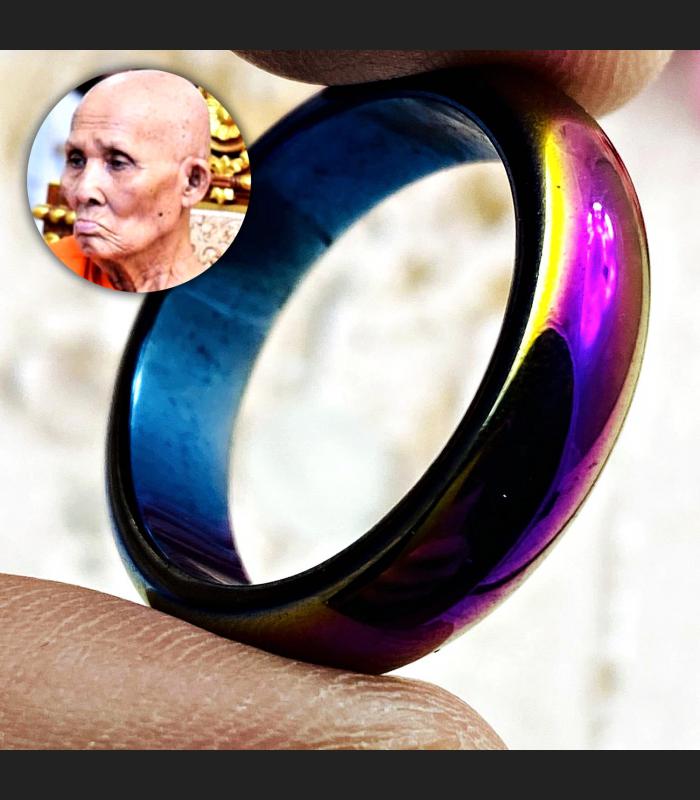 Leklai Rainbow Mekaphat Magic Magnetic Ring Rich Immortal Huan Thai Amulet 18273