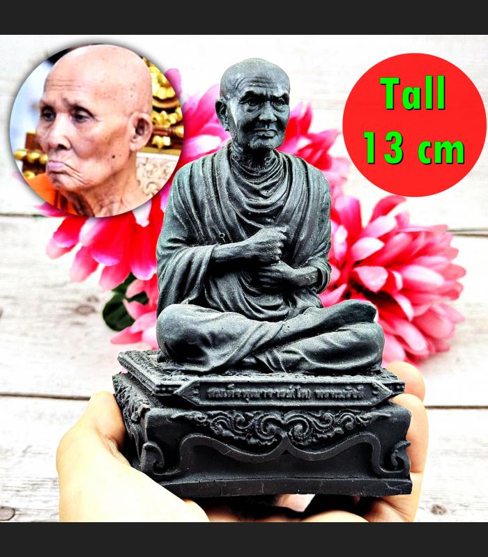 Statue Black Leklai Nampee Monk Somdej Toh Watrakang Pray Huan Thai Amulet 18275