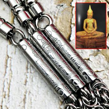 Necklace Stainless Multi Hook Chain Soton Buddha Statue Wear Thai Amulet #18276