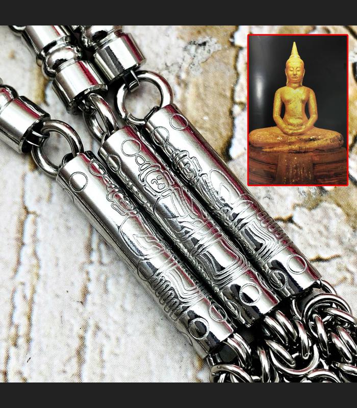 Necklace Stainless Multi Hook Chain Soton Buddha Statue Wear Thai Amulet #18276