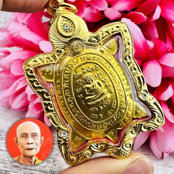 Turtle Happy Buddha Sankajai Plodni No Debt Liew 2Code Be2536 Thai Amulet #18279
