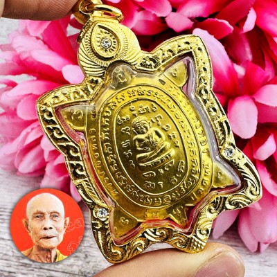 Turtle Happy Buddha Sankajai Plodni No Debt Liew 2Code Be2536 Thai Amulet #18279