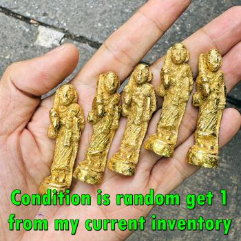 Leklai SuWanRaCha Walking Sivali Wealth Immortal Yellow Gold Thai Amulet #18282