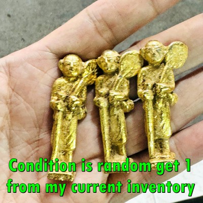 Leklai SuWanRaCha Yellow Gold Sivali Gambling Win Money Wealth Thai Amulet 18283