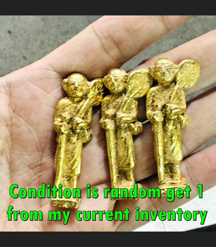 Leklai SuWanRaCha Yellow Gold Sivali Gambling Win Money Wealth Thai Amulet 18283