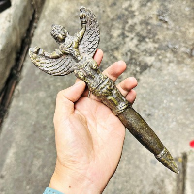Antique Warrior Deity Weapon Scepter Wand Baton Garuda Khmer Halfman Bird #18285