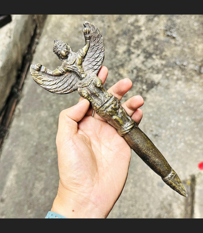 Antique Warrior Deity Weapon Scepter Wand Baton Garuda Khmer Halfman Bird #18285