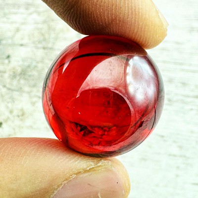 Naga Eye Leklai Magic Lucky Protection Stone Wealth Ball Red Thai Amulet #18288